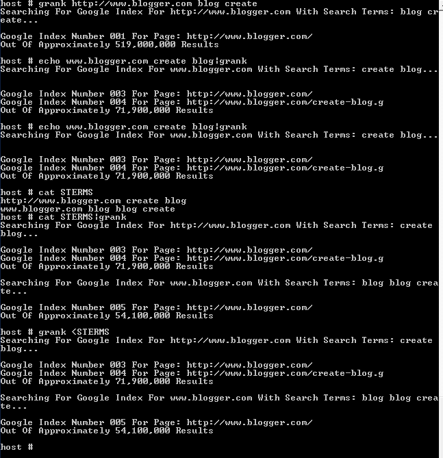 Google being used in a CLI.